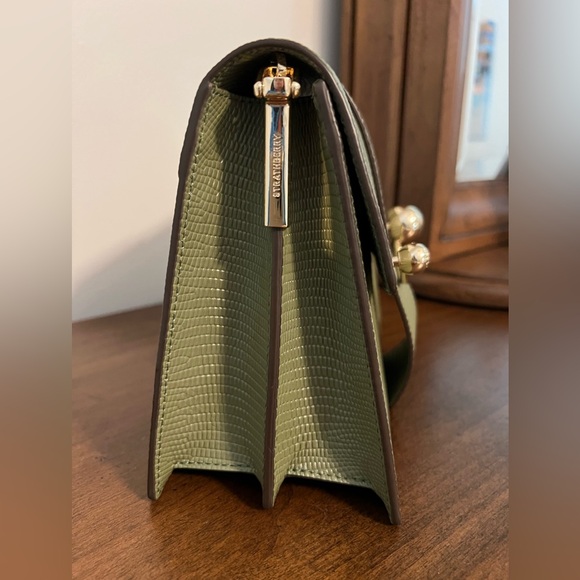 Strathberry Box Crescent in lizard-embossed olive leather - Picture 6 of 9